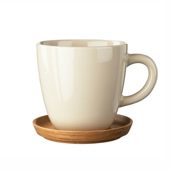 Höganäs Keramik - Kaffemugg med träfat 33 cl - Sand blank